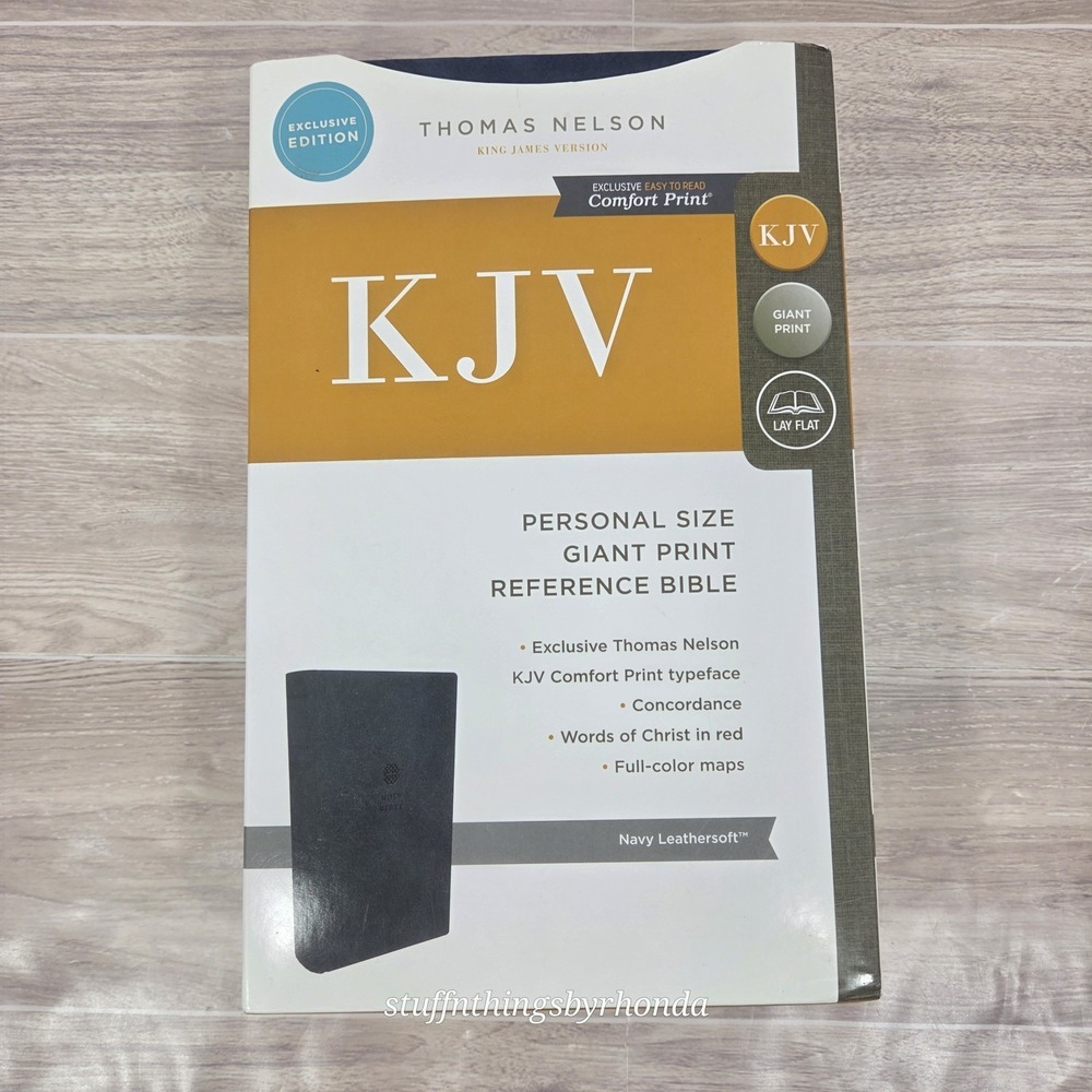 NEW KJV Holy Bible: Personal Size Giant Print Reference Bible, Navy Soft Leather